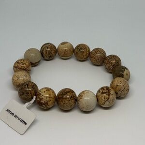 Picture Jasper 12mm Stone Stretch Bracelet 8”